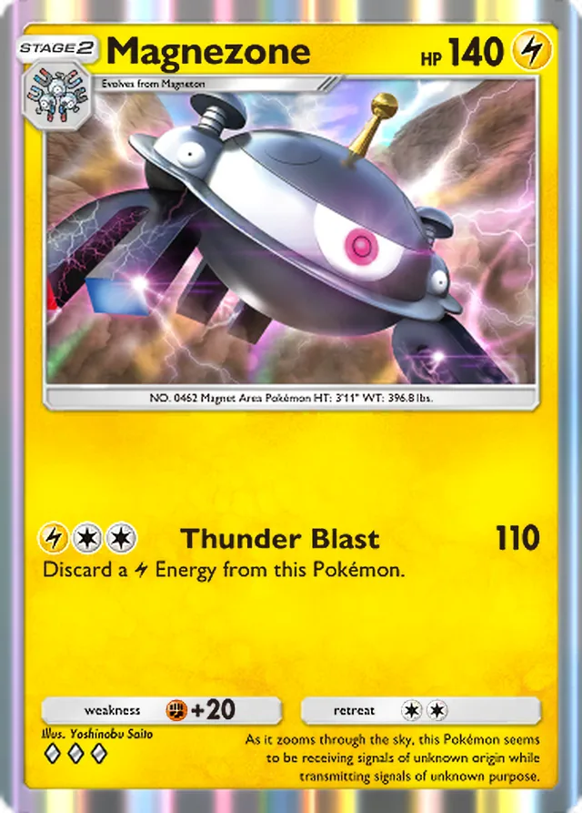 Magnezone, Space-Time Smackdown #053, Stage 2 Lightning Pokémon, illustrated by Yoshinobu Saito