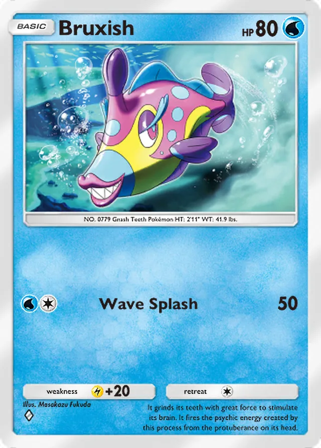 Bruxish, Celestial Guardians #055, Basic Water Pokémon, illustrated by Masakazu Fukuda