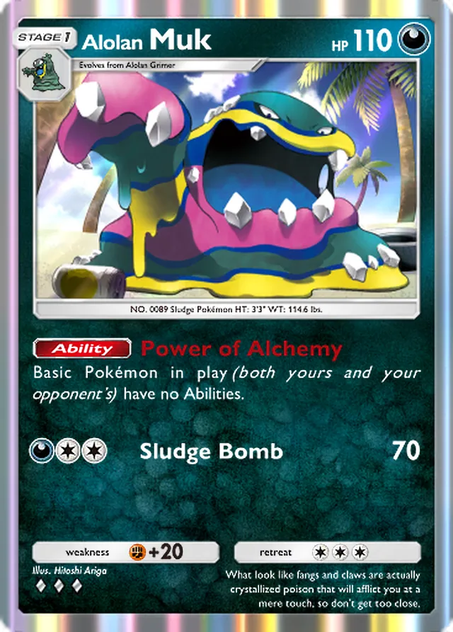 Alolan Muk, Fantastical Parade #097, Stage 1 Darkness Pokémon, illustrated by Hitoshi Ariga