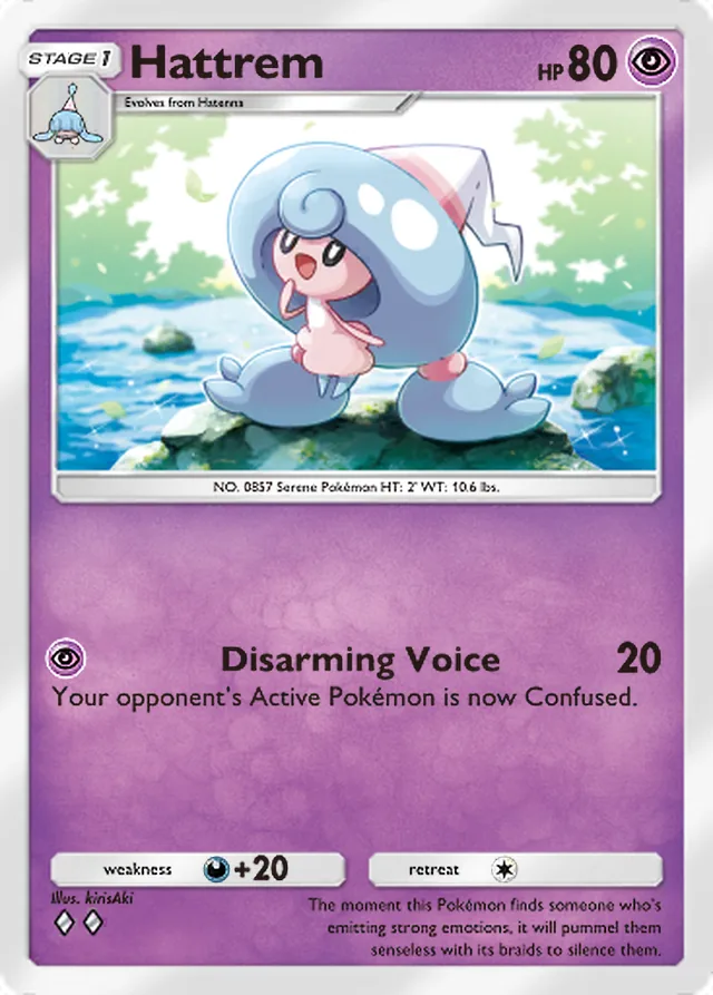Hattrem, Pulsing Aura #070, Stage 1 Psychic Pokémon, illustrated by kirisAki
