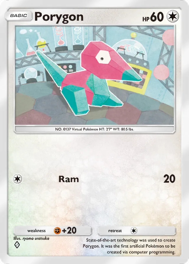 Porygon, Wisdom of Sea and Sky #135, Basic Colorless Pokémon, illustrated by ryoma uratsuka