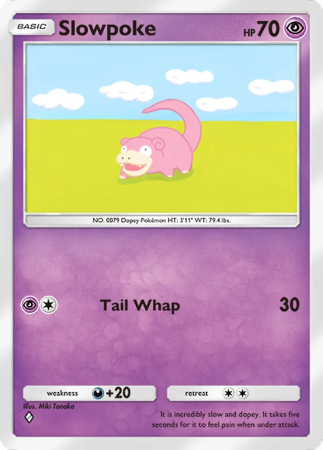 Slowpoke, Genetic Apex #118, Basic Psychic Pokémon, illustrated by Miki Tanaka