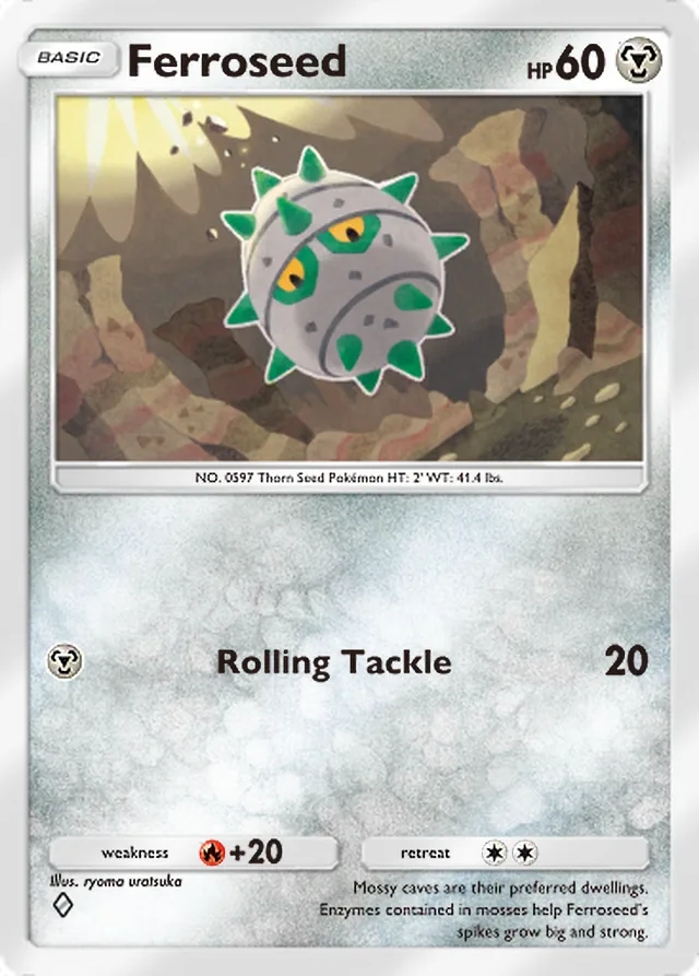 Ferroseed, Mega Rising #166, Basic Metal Pokémon, illustrated by ryoma uratsuka