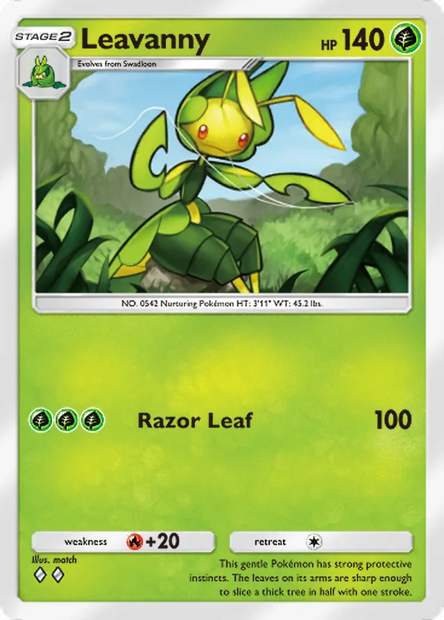 Leavanny, Pulsing Aura #017, Stage 2 Grass Pokémon, illustrated by match