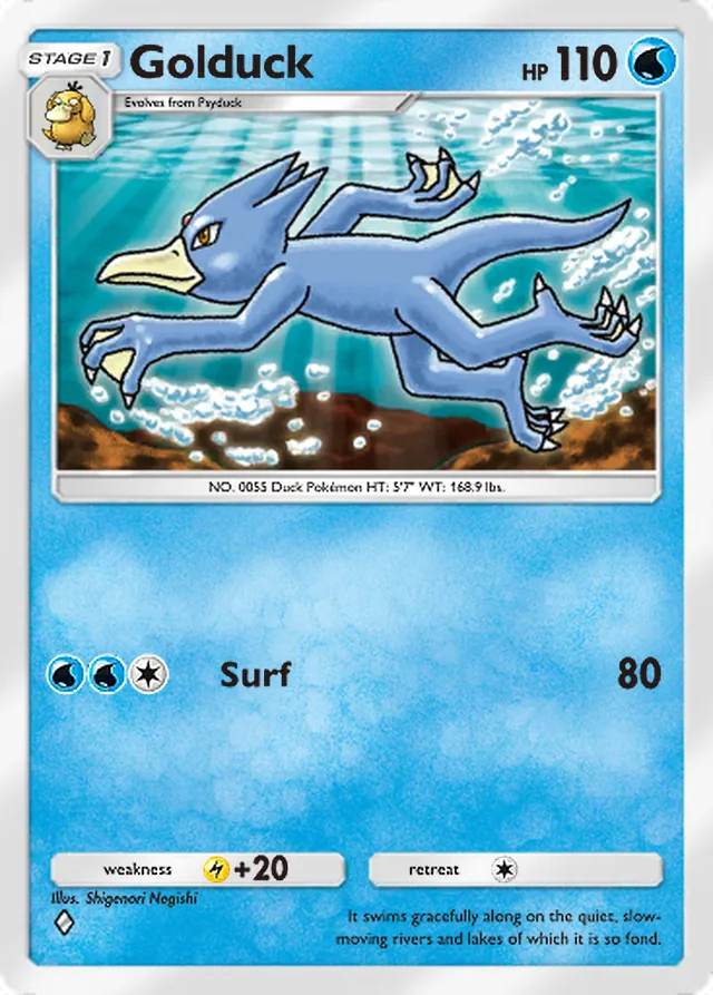 Golduck, Ruler of the Skies #031, Stage 1 Water Pokémon, illustrated by Shigenori Negishi