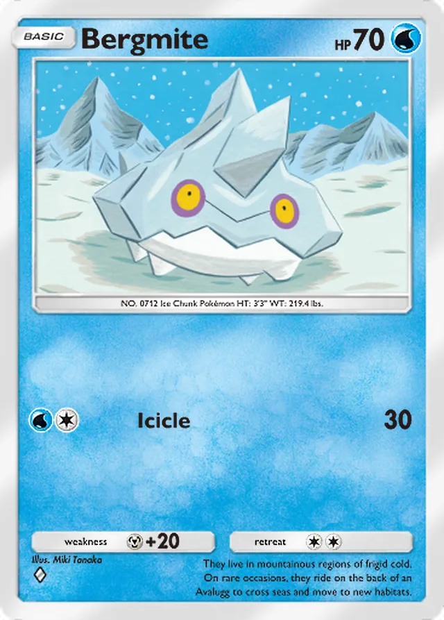 Bergmite, Mega Rising #074, Basic Water Pokémon, illustrated by Miki Tanaka