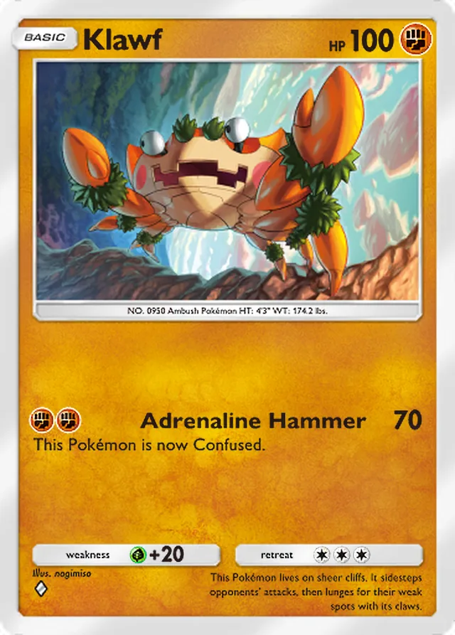 Klawf, Paldean Wonders #061, Basic Fighting Pokémon, illustrated by nagimiso
