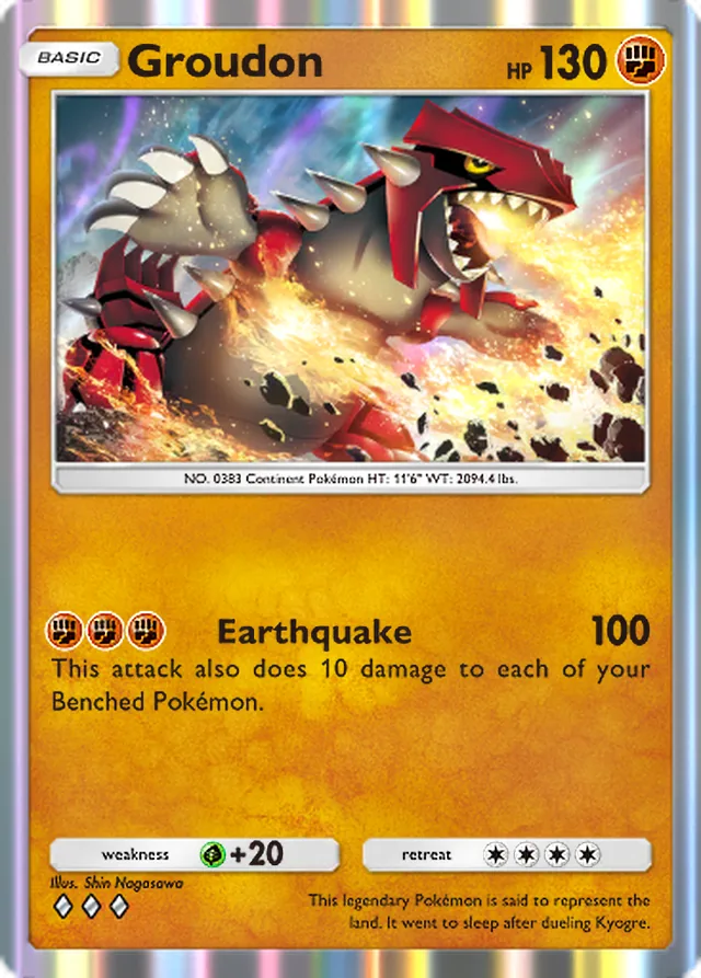 Groudon, Ruler of the Skies #083, Basic Fighting Pokémon, illustrated by Shin Nagasawa
