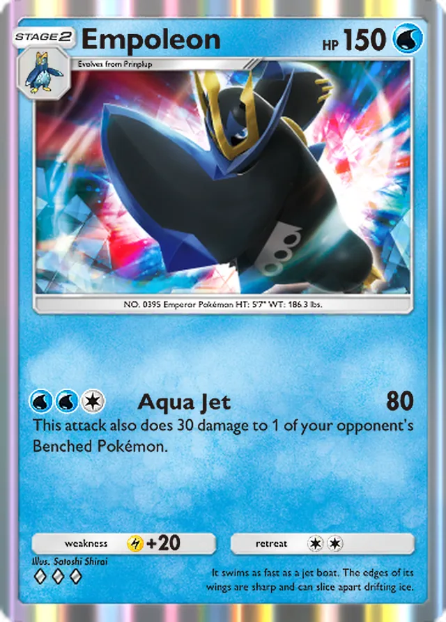 Empoleon, Space-Time Smackdown #037, Stage 2 Water Pokémon, illustrated by Satoshi Shirai