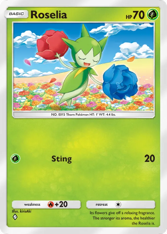 Roselia, Space-Time Smackdown #008, Basic Grass Pokémon, illustrated by kirisAki