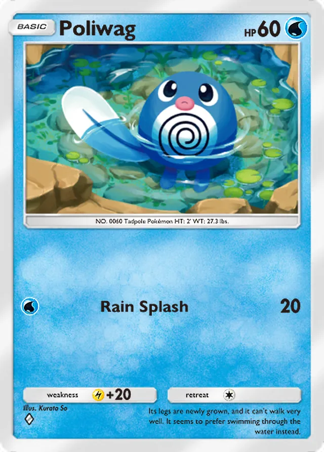 Poliwag, Pulsing Aura #033, Basic Water Pokémon, illustrated by Kurata So