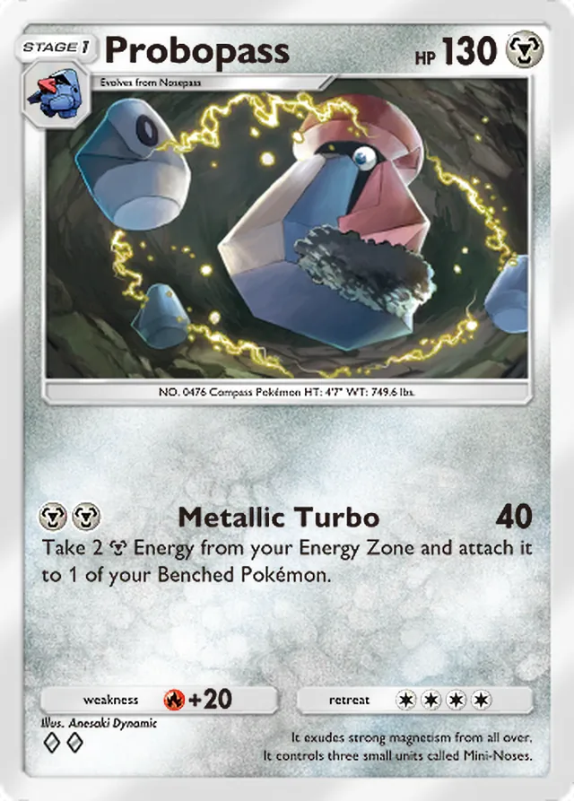 Probopass, Crimson Blaze #053, Stage 1 Metal Pokémon, illustrated by Anesaki Dynamic