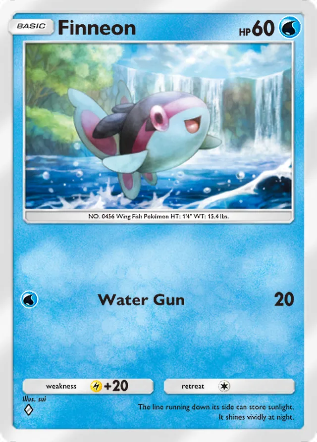 Finneon, Mythical Island #020, Basic Water Pokémon, illustrated by sui