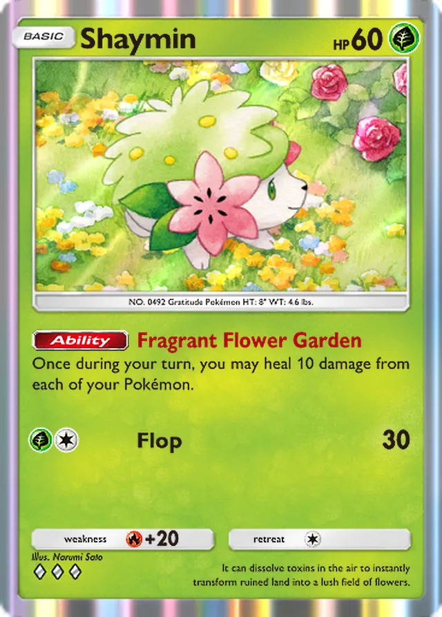 Shaymin, Space-Time Smackdown #022, Basic Grass Pokémon, illustrated by Narumi Sato