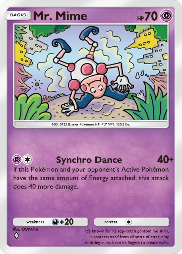 Mr. Mime, Ruler of the Skies #069, Basic Psychic Pokémon, illustrated by OOYAMA