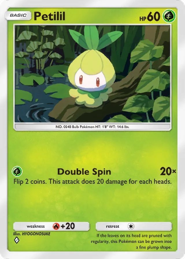 Petilil, Everyday Wonders #006, Basic Grass Pokémon, illustrated by HYOGONOSUKE