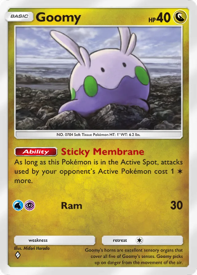 Goomy, Mega Rising #177, Basic Dragon Pokémon, illustrated by Midori Harada