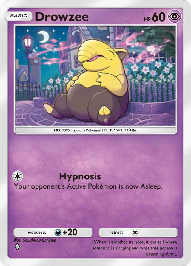 Drowzee, Mega Shine #028, Basic Psychic Pokémon, illustrated by Souichirou Gunjima