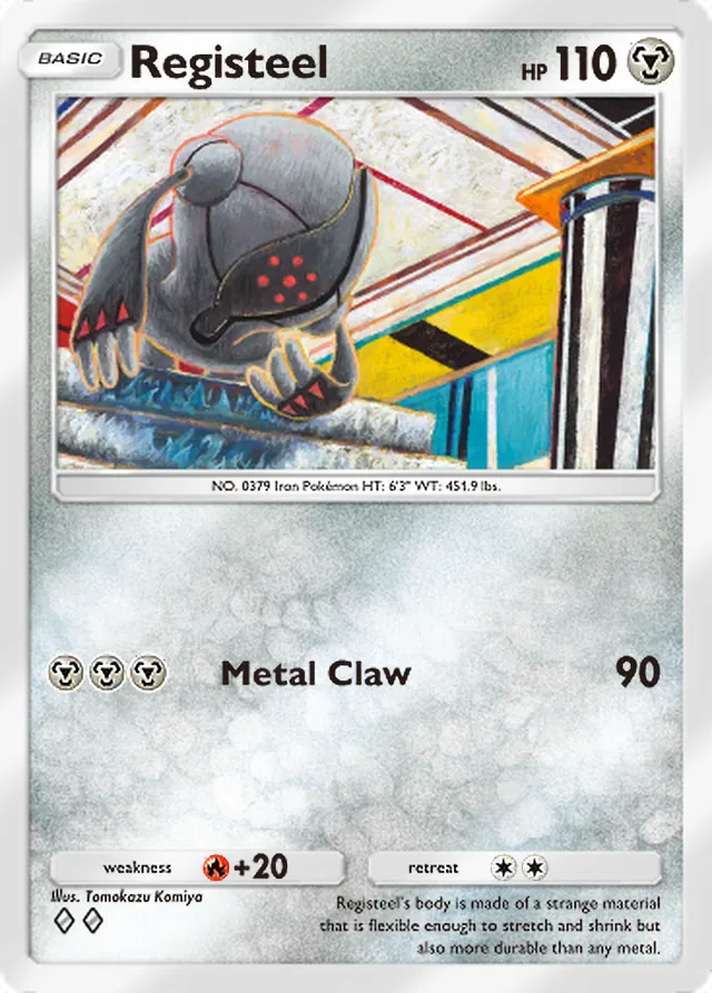 Registeel, Space-Time Smackdown #112, Basic Metal Pokémon, illustrated by Tomokazu Komiya