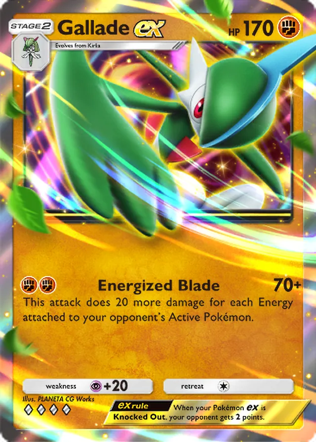 Gallade ex, Space-Time Smackdown #095, Stage 2 Fighting Pokémon, illustrated by PLANETA CG Works