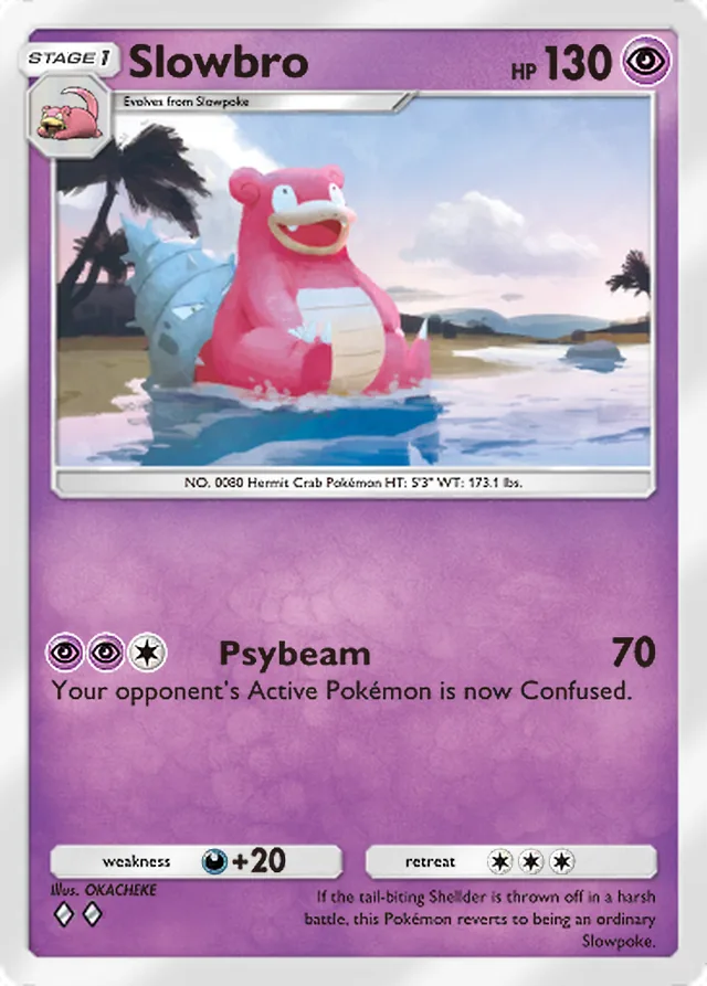 Slowbro, Everyday Wonders #027, Stage 1 Psychic Pokémon, illustrated by OKACHEKE