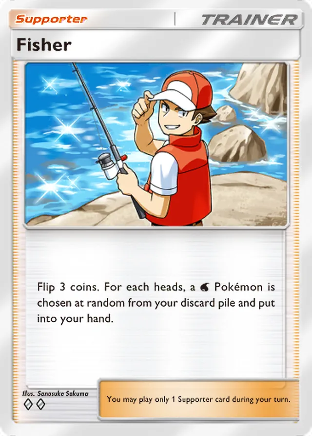 Fisher, Wisdom of Sea and Sky #159, Trainer card, illustrated by Sanosuke Sakuma