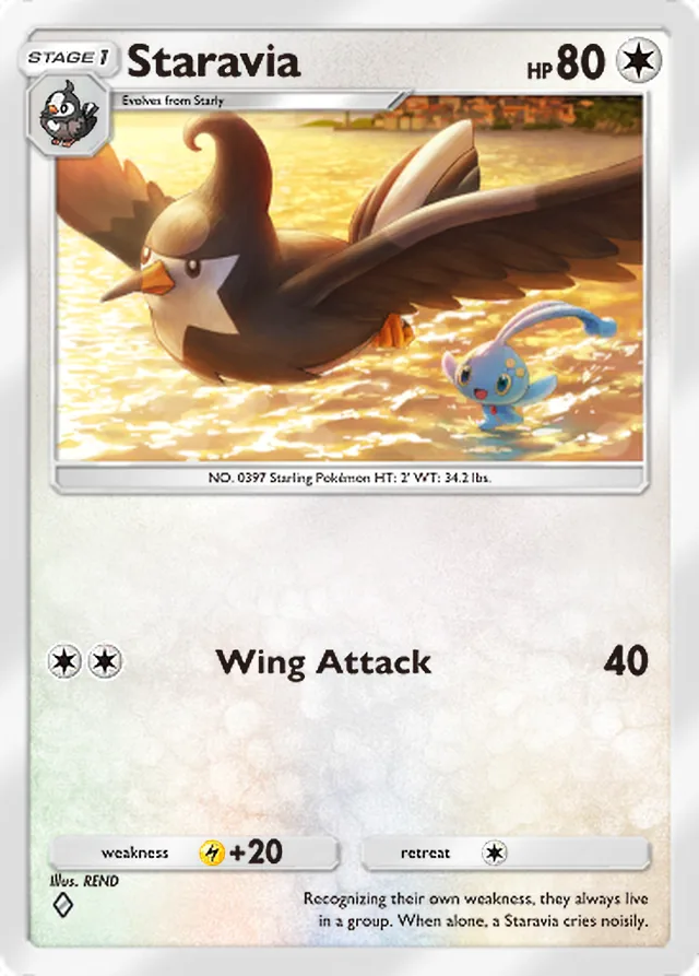 Staravia, Space-Time Smackdown #133, Stage 1 Colorless Pokémon, illustrated by REND