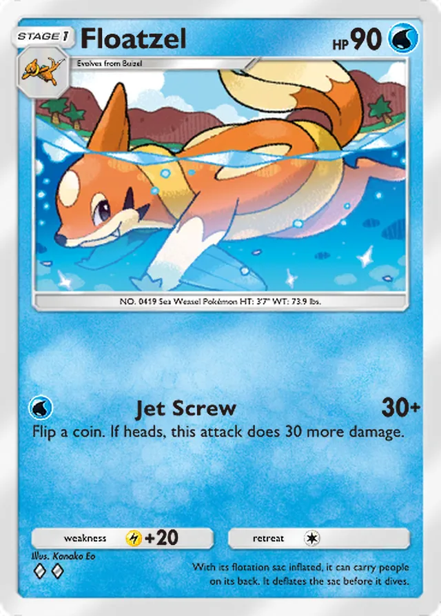 Floatzel, Space-Time Smackdown #039, Stage 1 Water Pokémon, illustrated by Kanako Eo