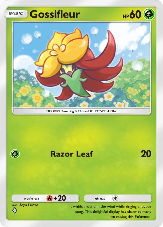 Gossifleur, Fantastical Parade #015, Basic Grass Pokémon, illustrated by Saya Tsuruta