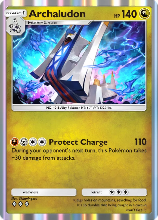 Archaludon, Team Rocket’s Ambition #056, Stage 1 Dragon Pokémon, illustrated by Shiburingaru