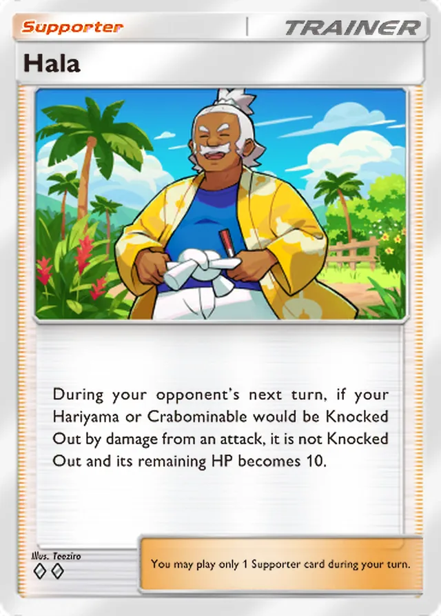 Hala, Mega Rising #222, Trainer card, illustrated by Teeziro