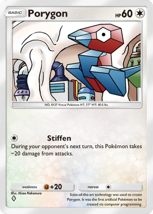 Porygon, Crimson Blaze #056, Basic Colorless Pokémon, illustrated by Hisao Nakamura