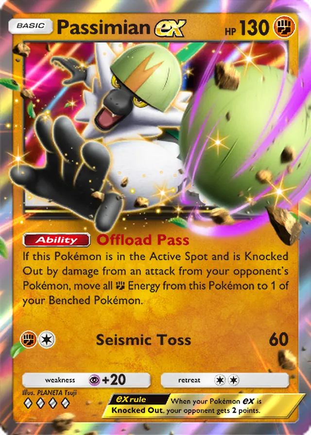 Passimian ex, Celestial Guardians #104, Basic Fighting Pokémon, illustrated by PLANETA Tsuji