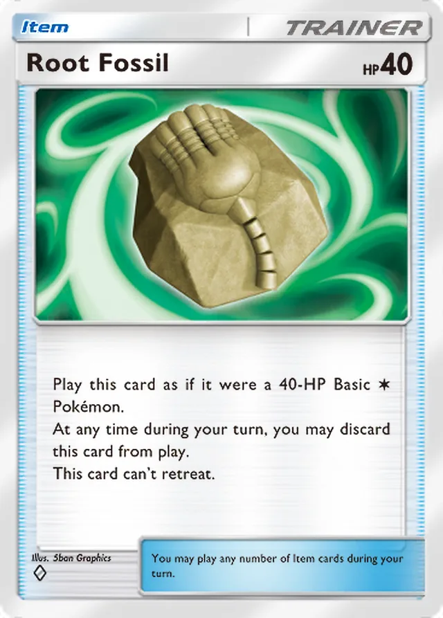 Root Fossil, Ruler of the Skies #147, Trainer card, illustrated by 5ban Graphics