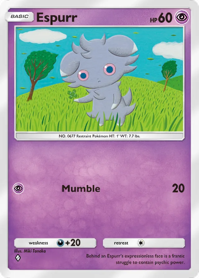 Espurr, Pulsing Aura #065, Basic Psychic Pokémon, illustrated by Miki Tanaka