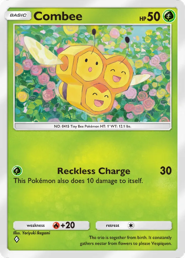 Combee, Ruler of the Skies #010, Basic Grass Pokémon, illustrated by Yoriyuki Ikegami