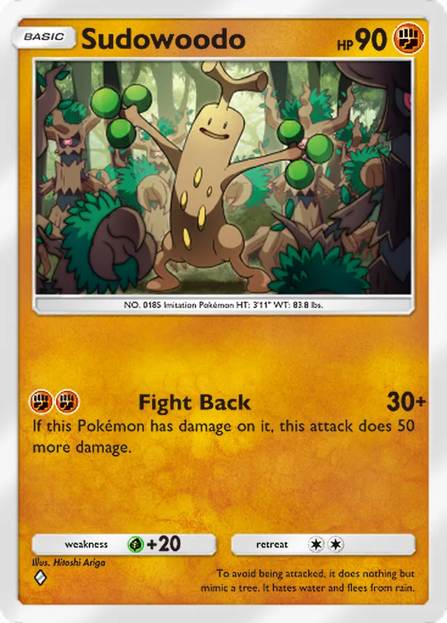 Sudowoodo, Mega Rising #125, Basic Fighting Pokémon, illustrated by Hitoshi Ariga