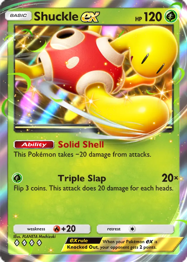 Shuckle ex, Wisdom of Sea and Sky #021, Basic Grass Pokémon, illustrated by PLANETA Mochizuki