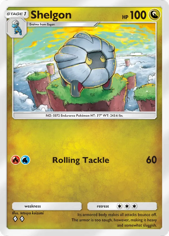 Shelgon, Fantastical Parade #122, Stage 1 Dragon Pokémon, illustrated by tetsuya koizumi