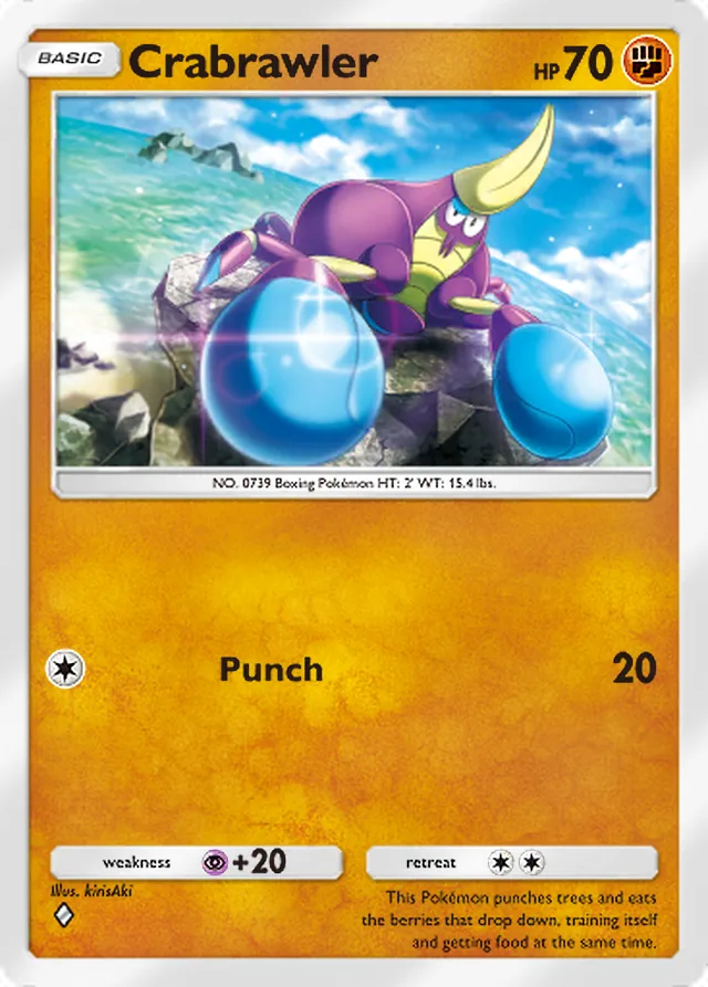 Crabrawler, Celestial Guardians #097, Basic Fighting Pokémon, illustrated by kirisAki