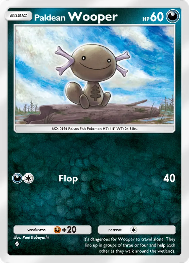 Paldean Wooper, Paldean Wonders #064, Basic Darkness Pokémon, illustrated by Pani Kobayashi