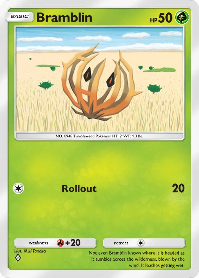 Bramblin, Paldean Wonders #010, Basic Grass Pokémon, illustrated by Miki Tanaka