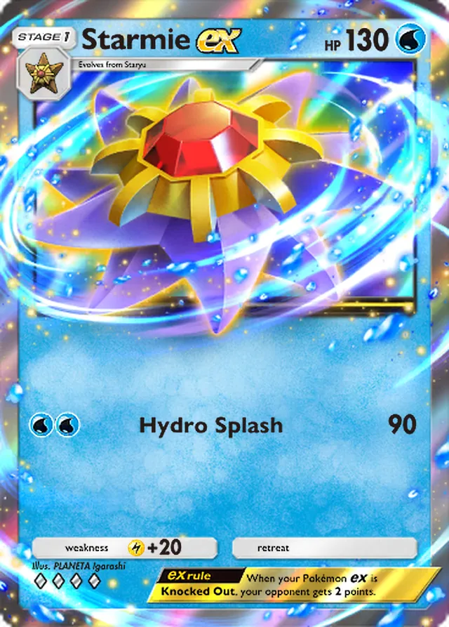 Starmie ex, Genetic Apex #076, Stage 1 Water Pokémon, illustrated by PLANETA Igarashi