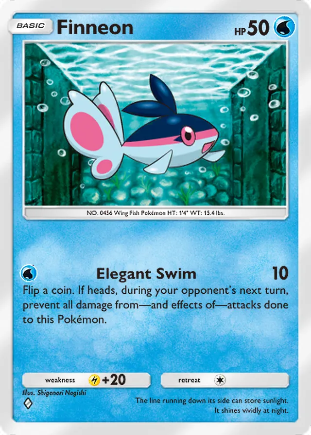 Finneon, Space-Time Smackdown #042, Basic Water Pokémon, illustrated by Shigenori Negishi