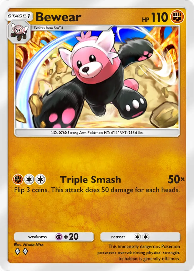 Bewear, Pulsing Aura #091, Stage 1 Fighting Pokémon, illustrated by Nisota Niso