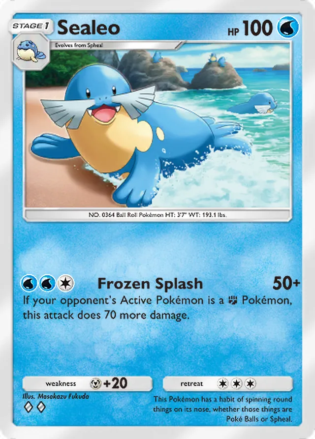 Sealeo, Ruler of the Skies #039, Stage 1 Water Pokémon, illustrated by Masakazu Fukuda