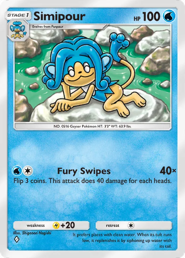 Simipour, Mega Rising #062, Stage 1 Water Pokémon, illustrated by Shigenori Negishi