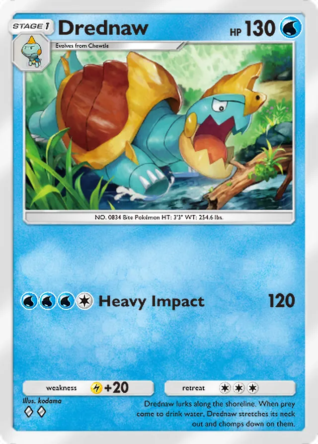 Drednaw, Fantastical Parade #044, Stage 1 Water Pokémon, illustrated by kodama
