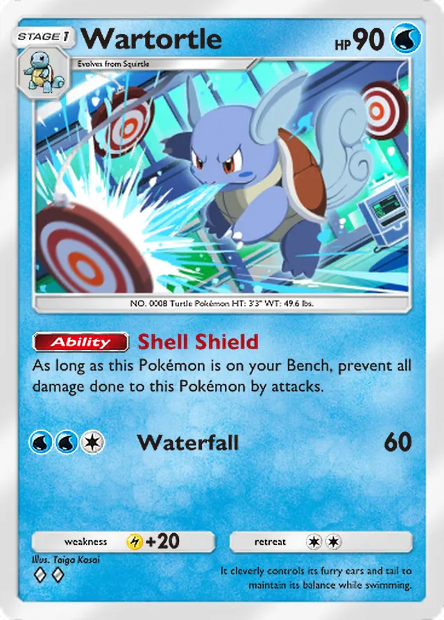 Wartortle, Crimson Blaze #018, Stage 1 Water Pokémon, illustrated by Taiga Kasai