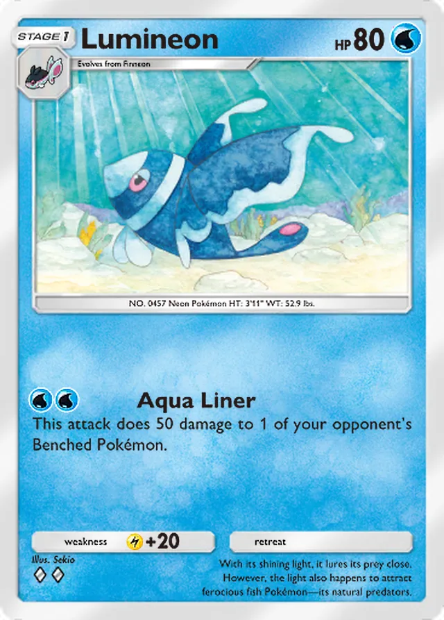 Lumineon, Mythical Island #021, Stage 1 Water Pokémon, illustrated by Sekio